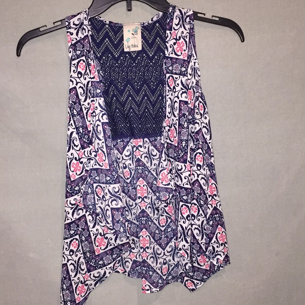 Girls Lily Bleu Lace Pattern Vest